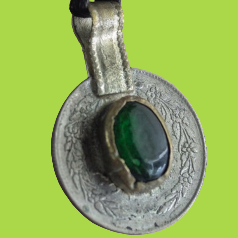 Vintage Berber Silver & Enamel Coin Pendant